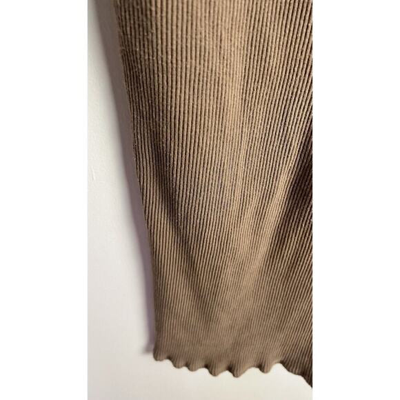 Free People Beach Vroom Vroom Ribbed Cutout Tie Waist Midi Dress Tan Size L - Picture 7 of 10